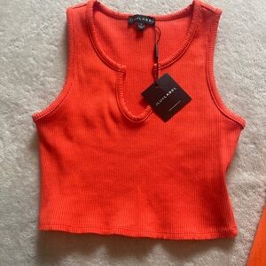 Women's Orange Ribbed Tank Top